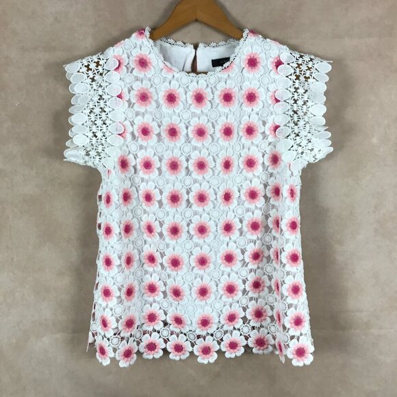 J.CREW Floral Embroidered Crochet Top NEW XS - Picture 1 of 7